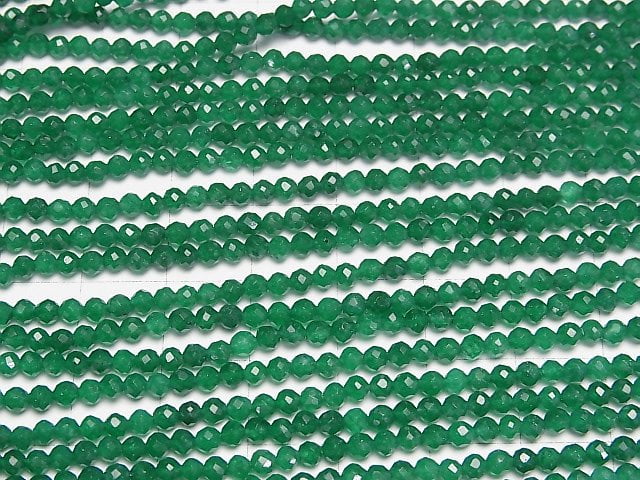 [Video]High Quality! Green color Jade Faceted Round 3mm 1strand beads (aprx.15inch/37cm)