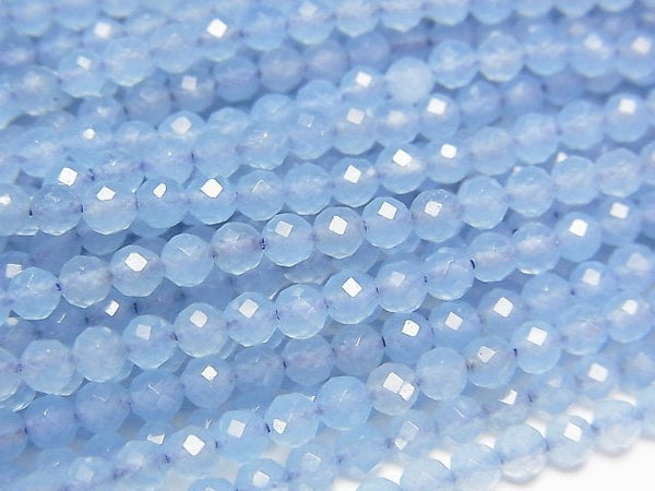 [Video]High Quality! Light blue color Jade Faceted Round 3mm 1strand beads (aprx.15inch/37cm)