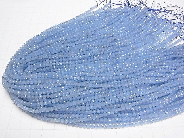 [Video]High Quality! Light blue color Jade Faceted Round 3mm 1strand beads (aprx.15inch/37cm)