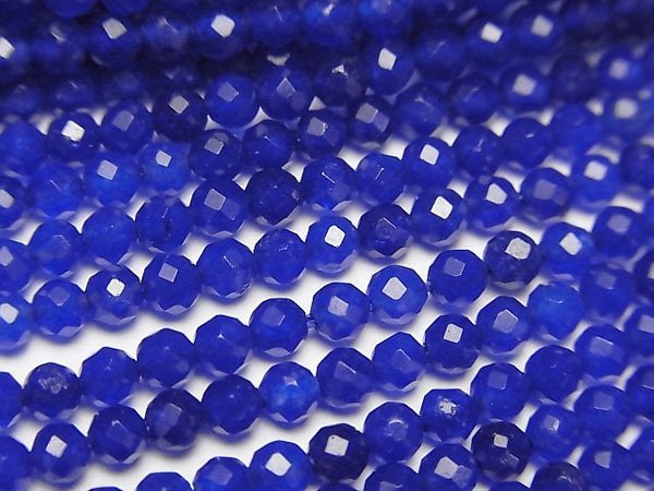 [Video]High Quality! Blue color Jade Faceted Round 3mm 1strand beads (aprx.15inch/37cm)