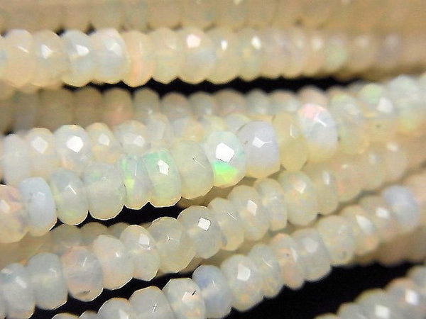 [Video] Ethiopia Opal AA+ Faceted Button Roundel half or 1strand beads (aprx.15inch/38cm)
