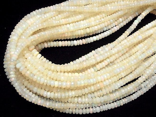 [Video] Ethiopia Opal AA+ Faceted Button Roundel half or 1strand beads (aprx.15inch/38cm)