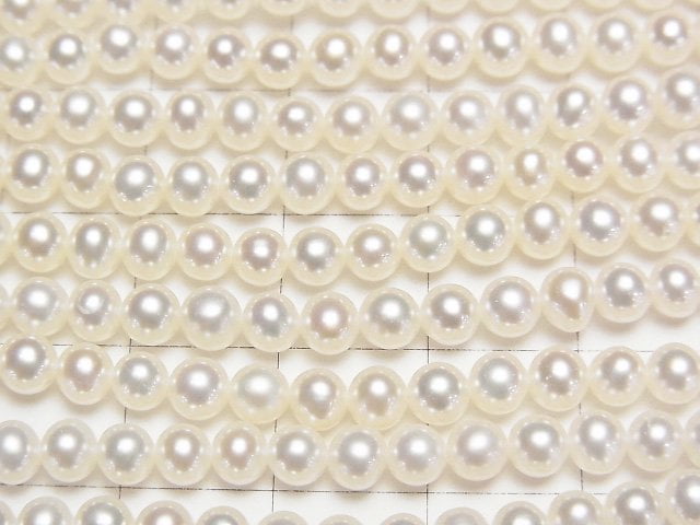 [Video] Fresh Water Pearl AAA Semi Round 4-4.5mm White half or 1strand beads (aprx.15inch/37cm)