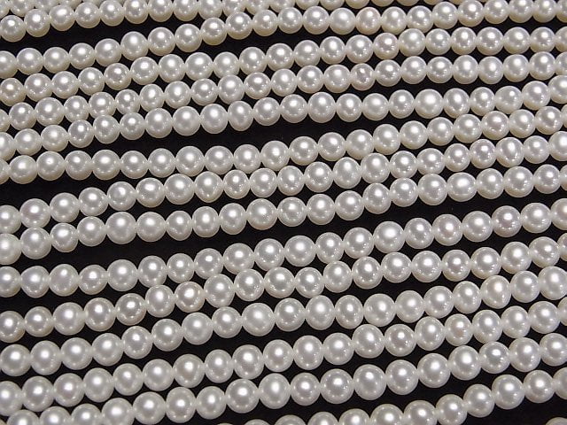 [Video] Fresh Water Pearl AAA Semi Round 4-4.5mm White half or 1strand beads (aprx.15inch/37cm)
