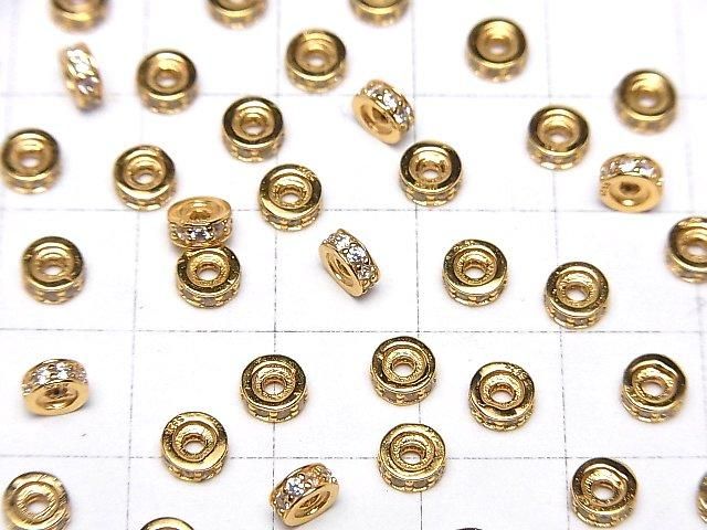 Silver925 Rondelle 5x5x2mm(with CZ) 18KGP 2pcs