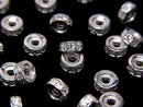 Silver925 Rondelle 5x5x2mm (with CZ) Rhodium Plated 2pcs