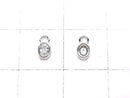 Silver925 Oval 6x3x1.5mm Charm (with CZ) [Rhodium Plated] 2pcs