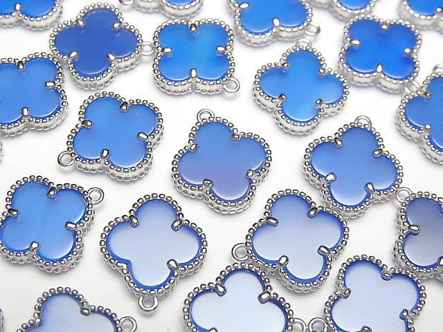 [Video] Blue Chalcedony Flower Charm 11x11mm [One Side] Silver925 1pc