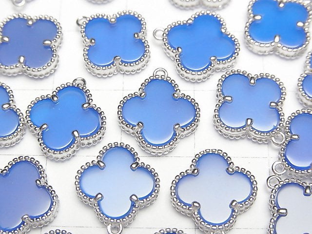 [Video] Blue Chalcedony Flower Charm 11x11mm [One Side] Silver925 1pc