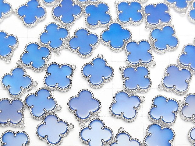 [Video] Blue Chalcedony Flower Charm 11x11mm [One Side] Silver925 1pc