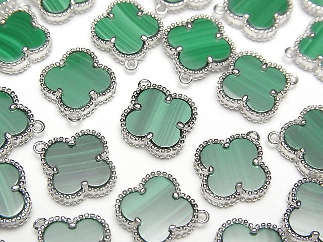 [Video]Malachite Flower Charm 11x11mm [One Side] Silver925 1pc