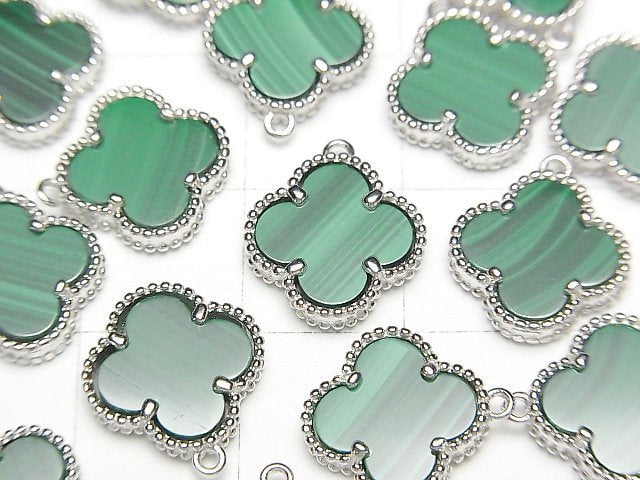 [Video]Malachite Flower Charm 11x11mm [One Side] Silver925 1pc