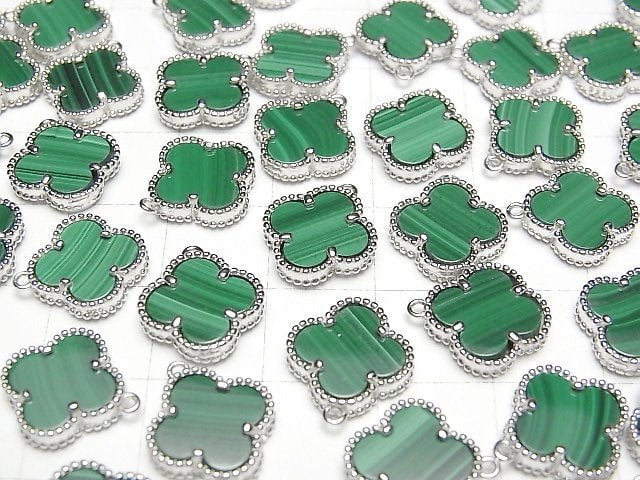 [Video]Malachite Flower Charm 11x11mm [One Side] Silver925 1pc