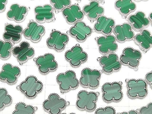 [Video]Malachite Flower Charm 11x11mm [One Side] Silver925 1pc