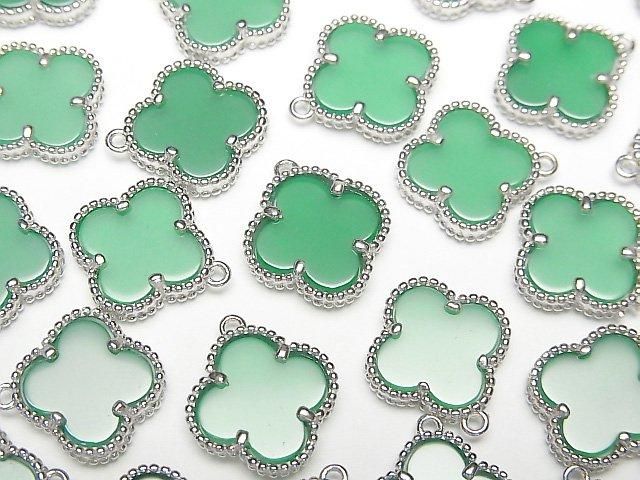 綠瑪瑙花朵吊墜 11x11mm [單面] 銀925 1顆