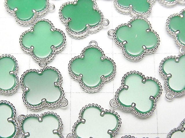 [Video] Green Onyx Flower Charm 11x11mm [One Side] Silver925 1pc