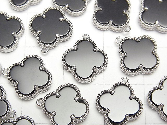 [Video] Onyx Flower Charm 11x11mm [One Side] Silver925 1pc