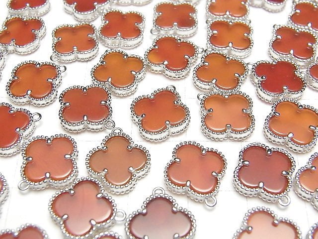 [Video] Red Agate Flower Charm 11x11mm [One Side] Silver925 1pc