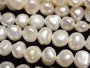 [Video] Fresh Water Pearl AA+ Potato-Baroque 6-8mm White 1strand beads (aprx.13inch/33cm)