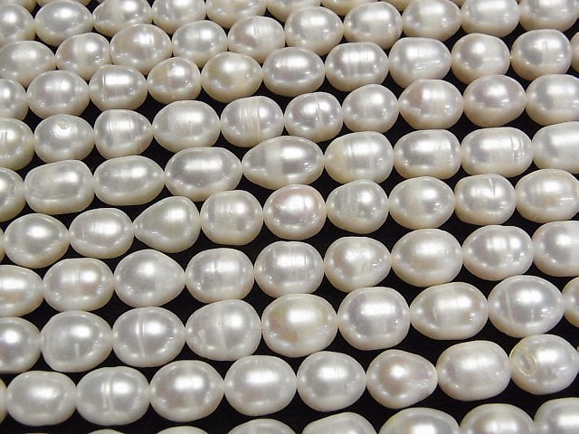 [Video] Fresh Water Pearl AA Rice 9x8x8mm White 1strand beads (aprx.13inch/33cm)