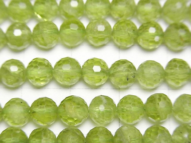 [Video]High Quality! Peridot AA++ 128Faceted Round 6mm half or 1strand beads (aprx.15inch/36cm)