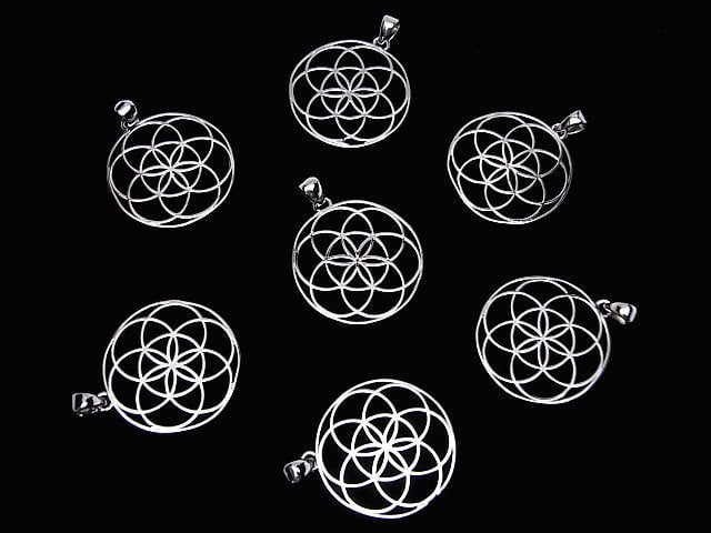 Metal parts Pendant [Seed of Life] 30mm Silver color 1pc