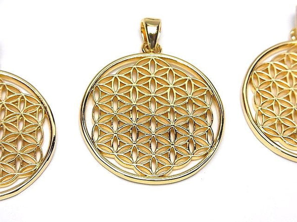 Metal parts Pendant [Flower of Life] 30mm Gold color 1pc