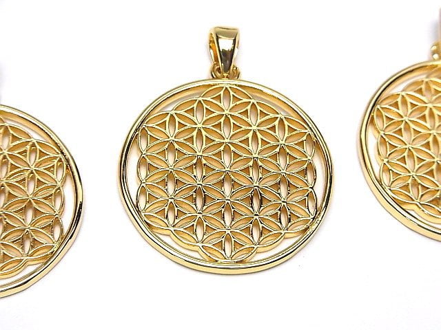 Metal parts Pendant [Flower of Life] 30mm Gold color 1pc