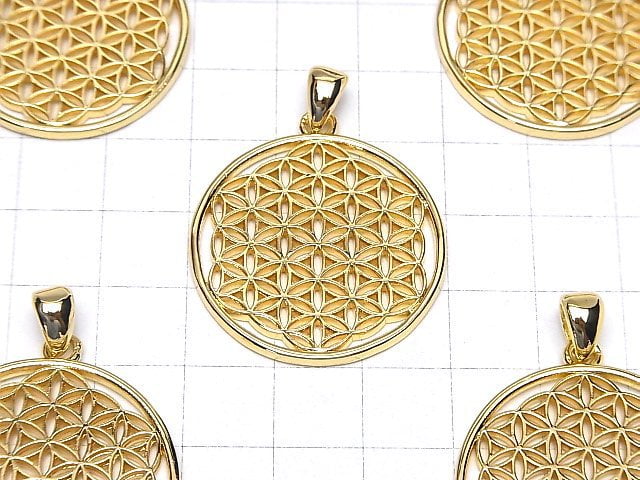 Metal parts Pendant [Flower of Life] 30mm Gold color 1pc