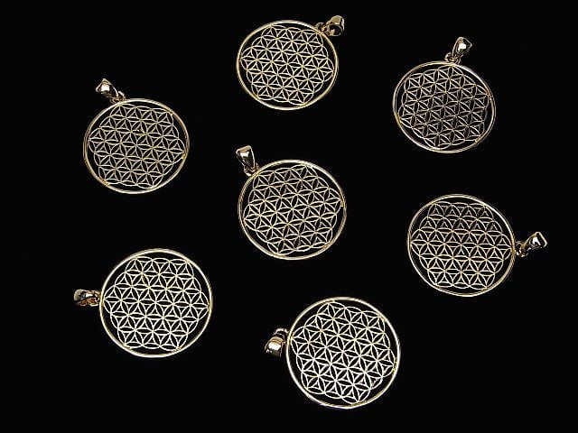 Metal parts Pendant [Flower of Life] 30mm Gold color 1pc