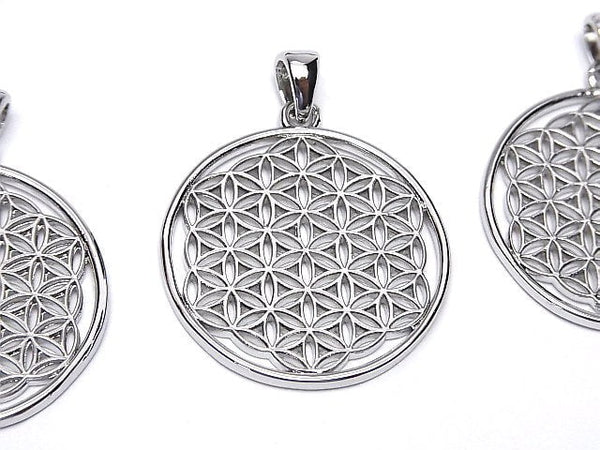 Metal parts Pendant [Flower of Life] 30mm Silver color 1pc