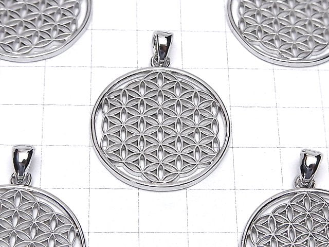 Metal parts Pendant [Flower of Life] 30mm Silver color 1pc