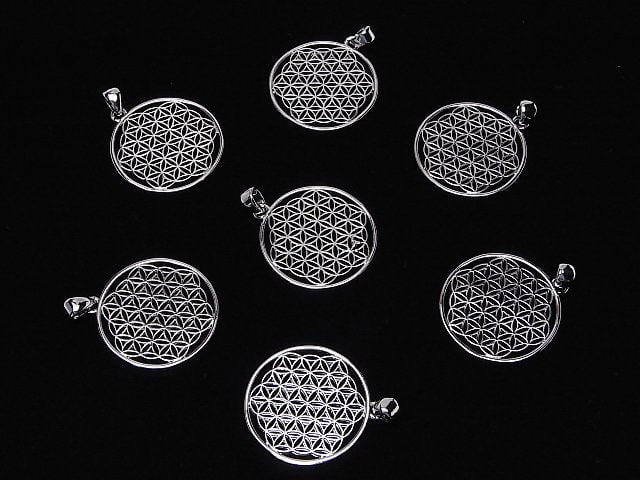 Metal parts Pendant [Flower of Life] 30mm Silver color 1pc