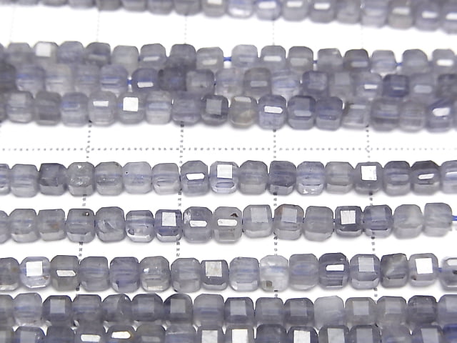 [Video] High Quality! Iolite AA+ Cube Shape 3x3x3mm 1strand beads (aprx.15inch/37cm)