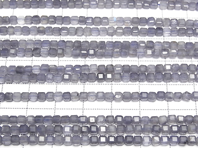 [Video] High Quality! Iolite AA+ Cube Shape 3x3x3mm 1strand beads (aprx.15inch/37cm)