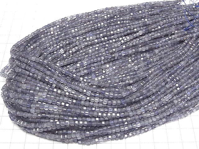 [Video] High Quality! Iolite AA+ Cube Shape 3x3x3mm 1strand beads (aprx.15inch/37cm)