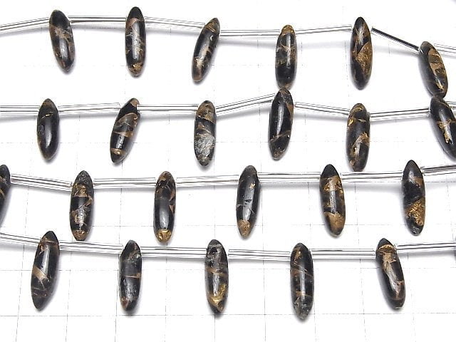 [Video]Copper Obsidian AAA Marquise Rice (Smooth) 1strand (8pcs)