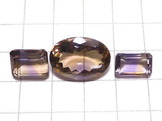 [Video][One of a kind] High Quality Ametrine AAA Loose stone Faceted 3pcs Set NO.101