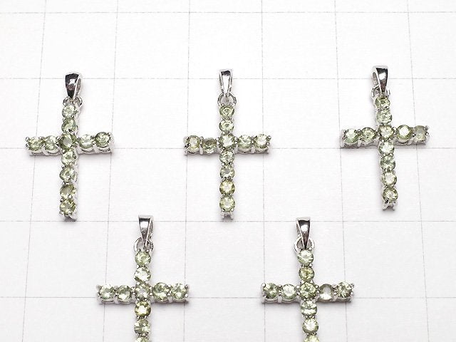 [Video]High Quality Moldavite AAA Cross Pendant 16x12mm Silver925 1pc