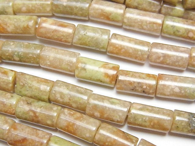 [Video] Unakite Tube 10x6x6mm 1strand beads (aprx.15inch/38cm)