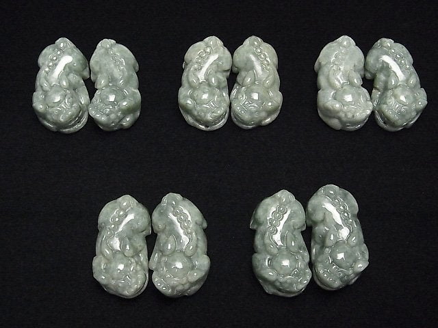 [Video] Burmese Jadeite AA+ Pixiu Carving 33x18mm 1pair