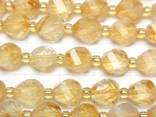 [Video] Phantom Citrine AA++ 4Faceted Twist x Multiple Facets 8x6x6mm half or 1strand beads (aprx.15inch/36cm)