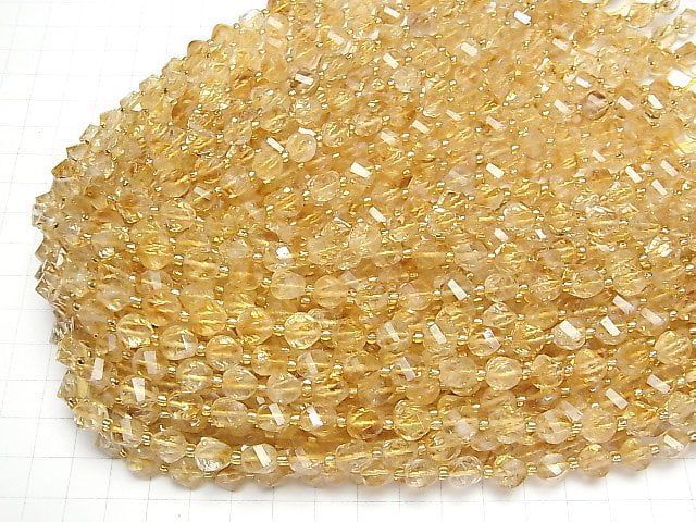 [Video] Phantom Citrine AA++ 4Faceted Twist x Multiple Facets 8x6x6mm half or 1strand beads (aprx.15inch/36cm)