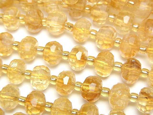 [Video] Phantom Citrine AA++ Multiple Facets Faceted Button Rondelle 8x6x6mm half or 1strand beads (aprx.15inch/36cm)