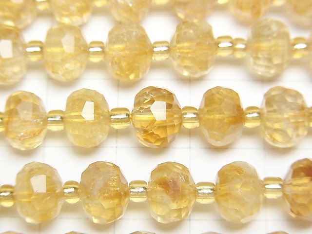 [Video] Phantom Citrine AA++ Multiple Facets Faceted Button Rondelle 8x6x6mm half or 1strand beads (aprx.15inch/36cm)