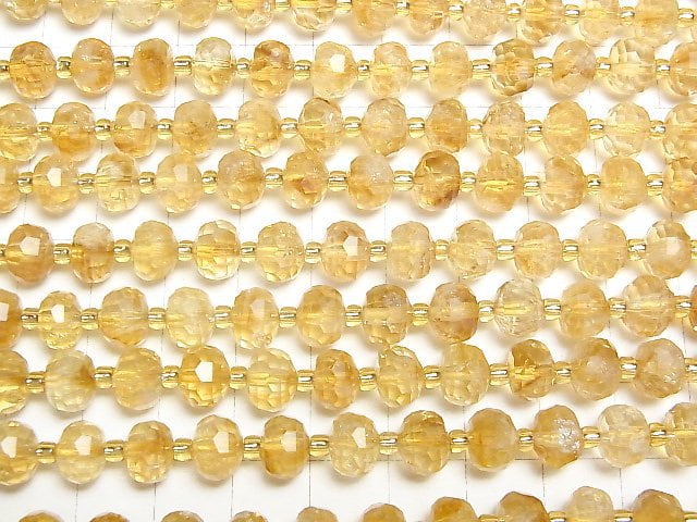 [Video] Phantom Citrine AA++ Multiple Facets Faceted Button Roundel 8x6x6mm half or 1strand beads (aprx.15inch/36cm)