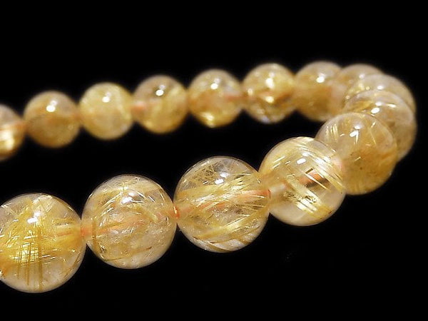 [Video][One of a kind] Rutilated Quartz AAA- Round 8.5mm Bracelet NO.15