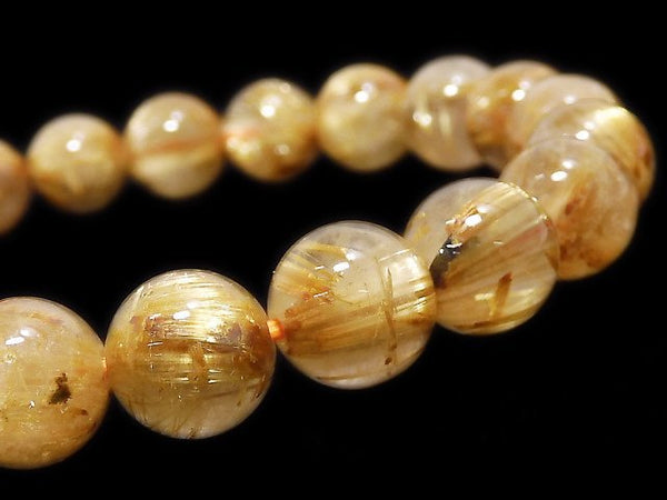 [Video][One of a kind] Rutilated Quartz AA++ Round 9mm Bracelet NO.18