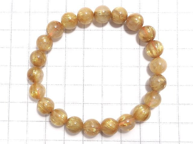 [Video][One of a kind] Rutilated Quartz AA++ Round 9mm Bracelet NO.18