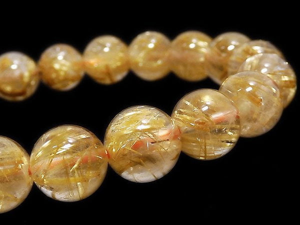 [Video][One of a kind] Rutilated Quartz AAA- Round 9mm Bracelet NO.19